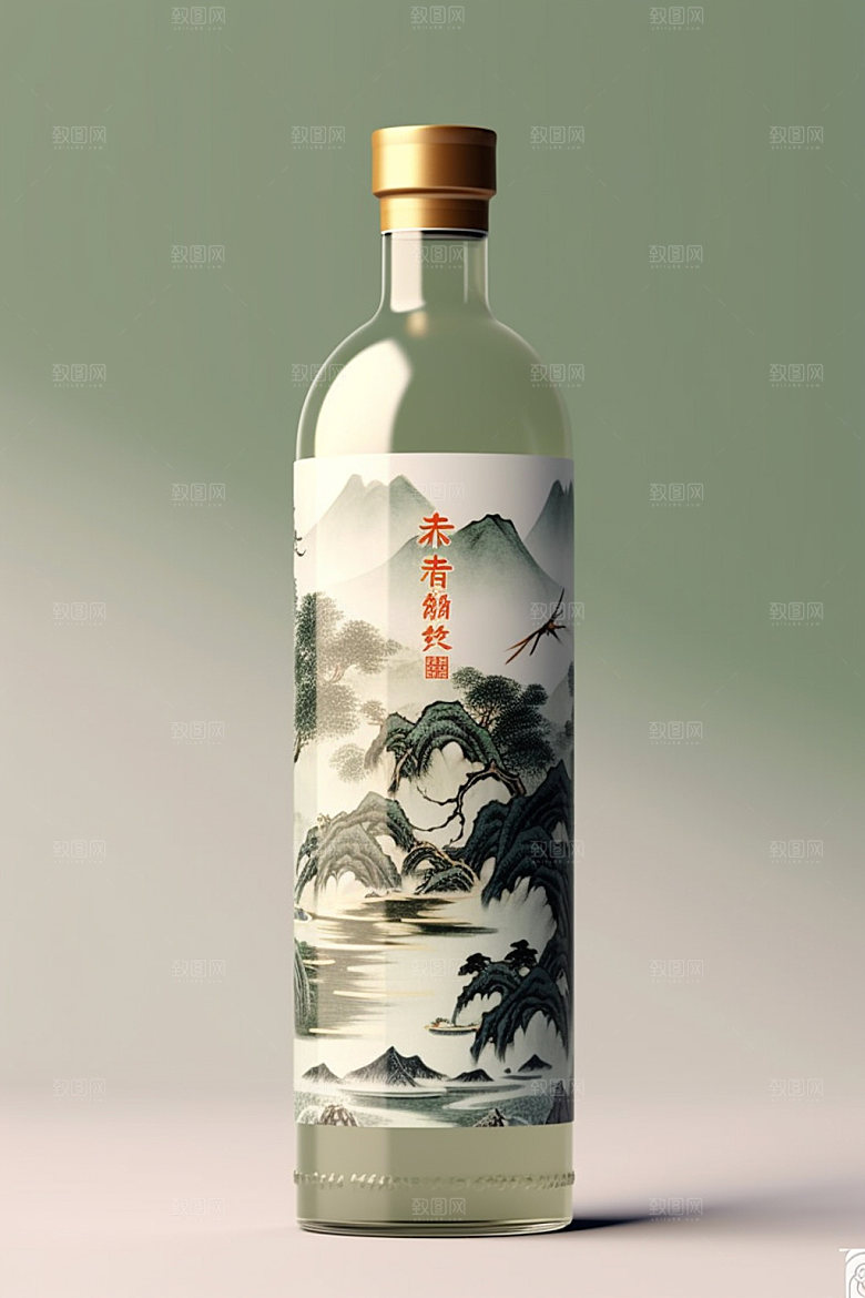 白酒酒瓶酒类包装设计模型