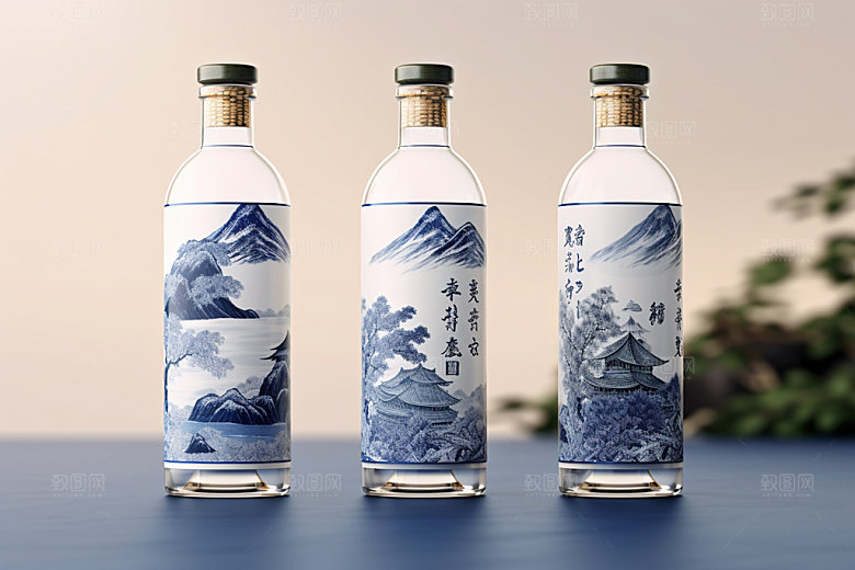 白酒酒瓶酒类中式模型