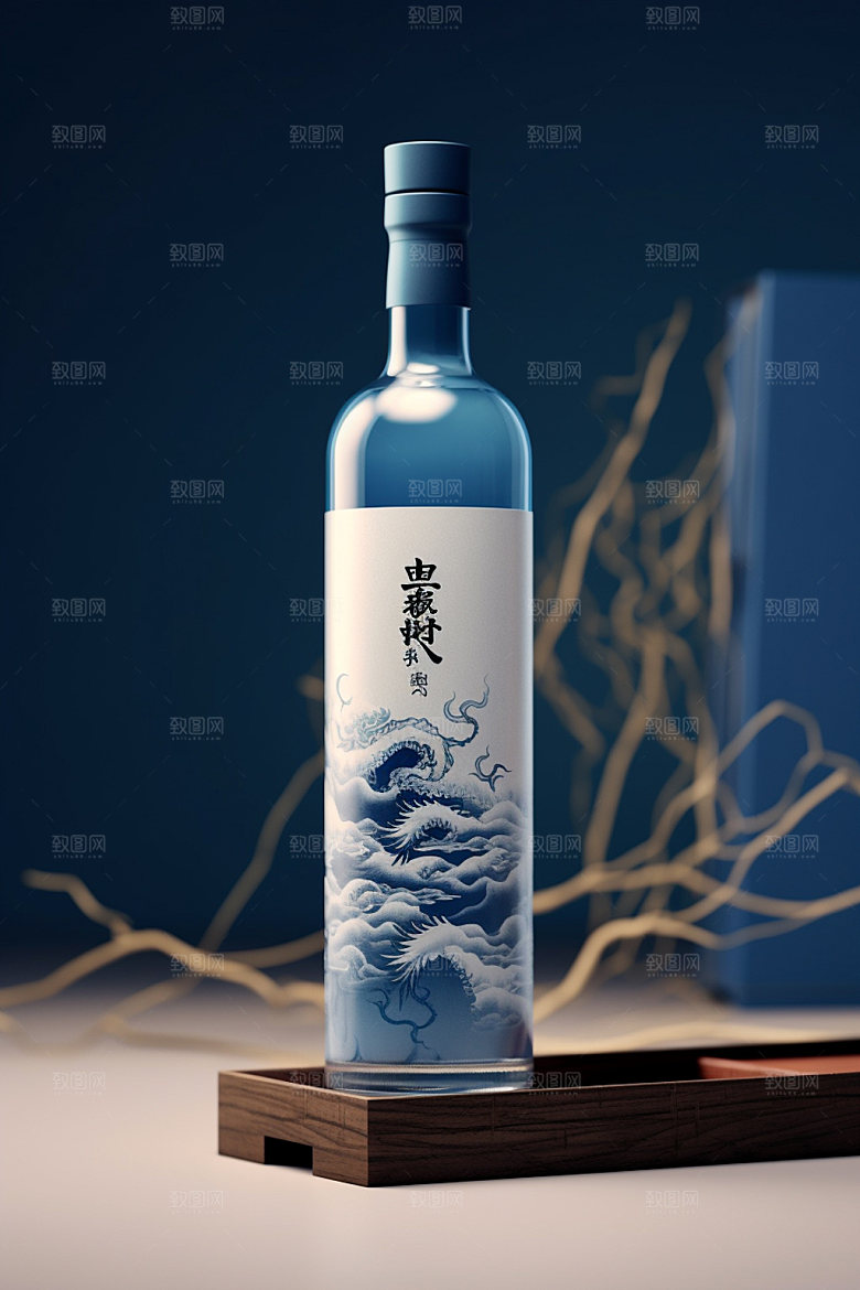 白酒酒瓶包装设计中国风模型