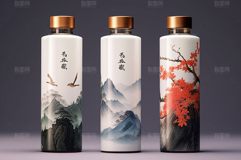 白酒酒瓶传统包装设计模型