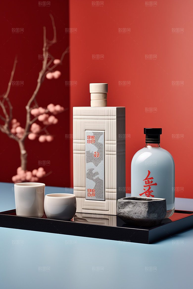 白酒酒瓶传统包装设计模型