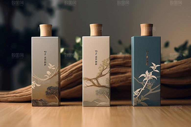 白酒酒瓶中式中国风模型