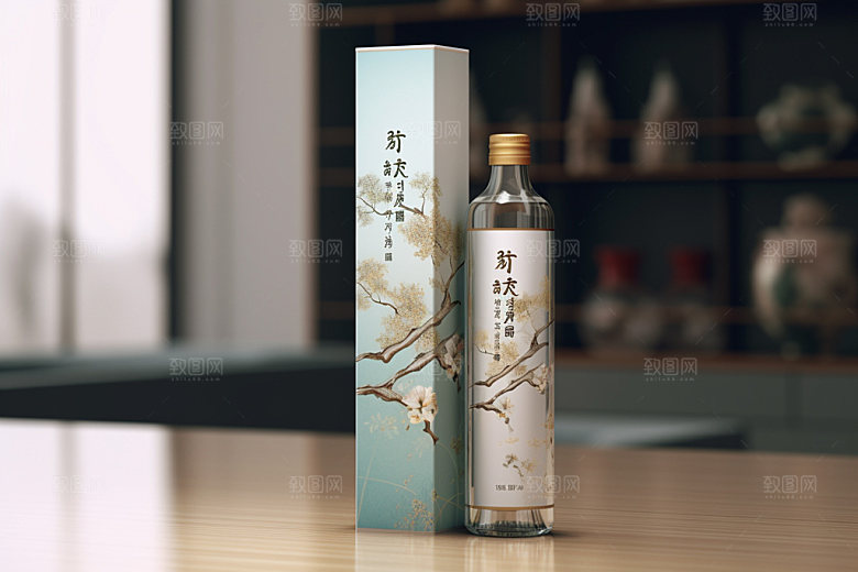 白酒酒瓶立体中国风模型