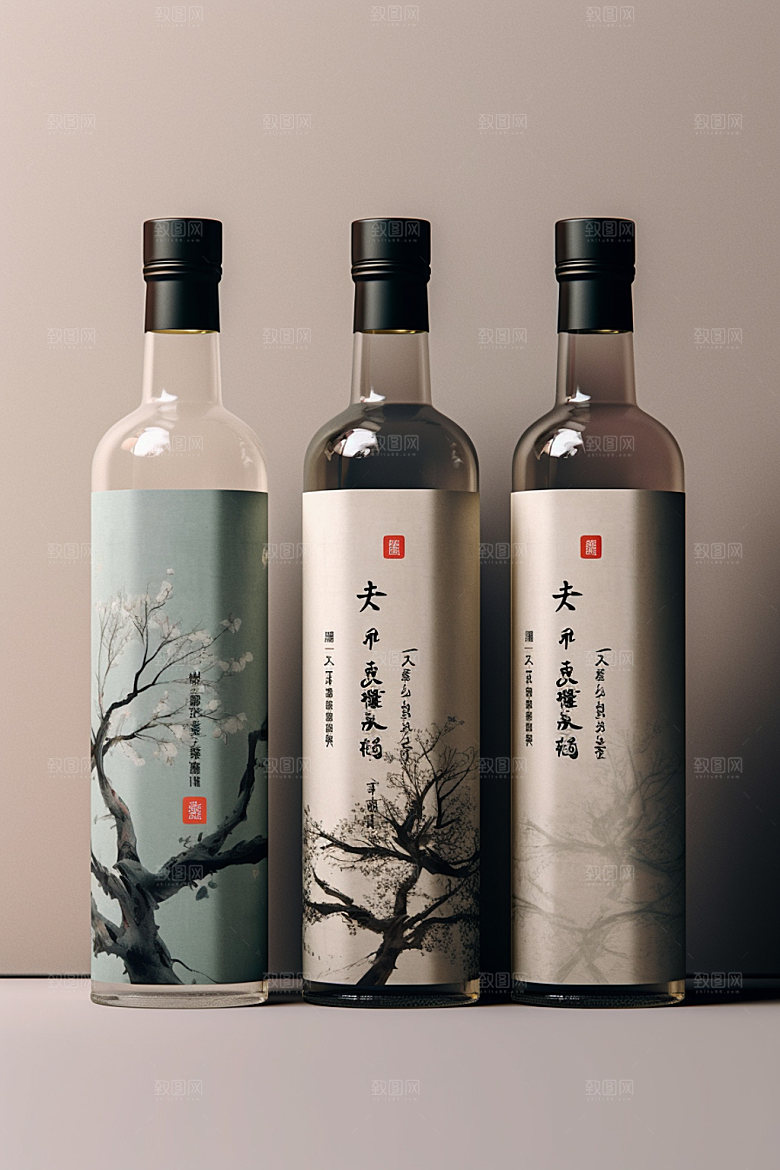白酒酒瓶酒类传统模型