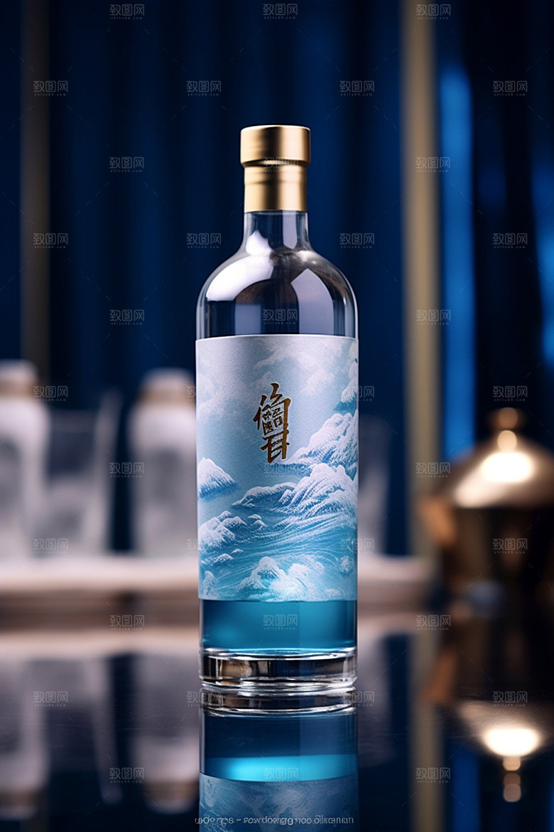 白酒酒瓶酒类中式模型