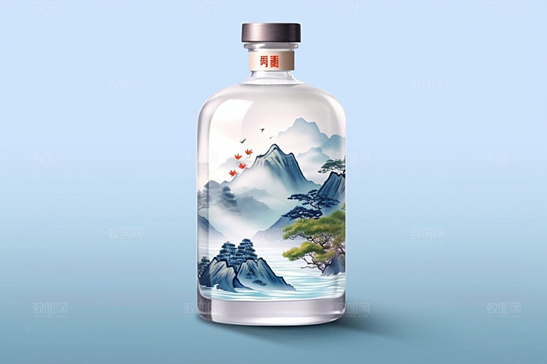 白酒酒瓶酒类中式模型