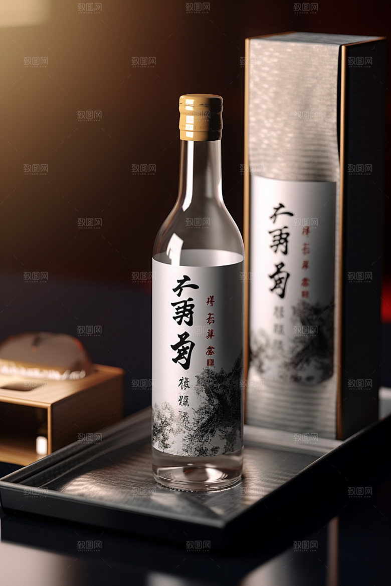 白酒酒瓶酒类传统模型