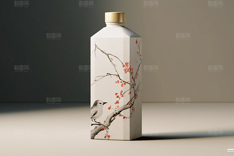 白酒酒瓶中式传统模型