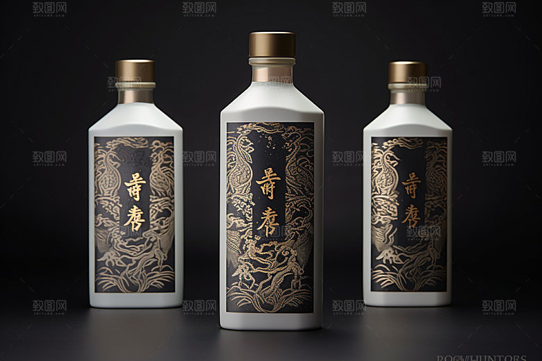 白酒酒瓶酒类中国风模型