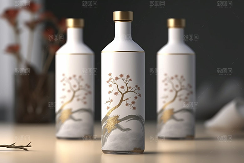 白酒酒瓶中国风中式模型