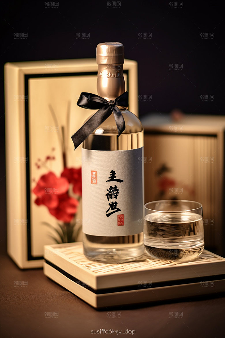 白酒酒瓶立体中国风模型