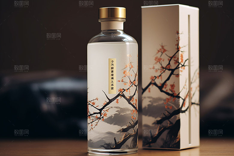 白酒酒瓶传统包装设计模型