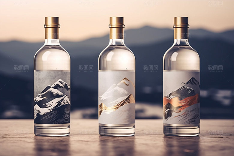 白酒酒瓶立体中国风模型