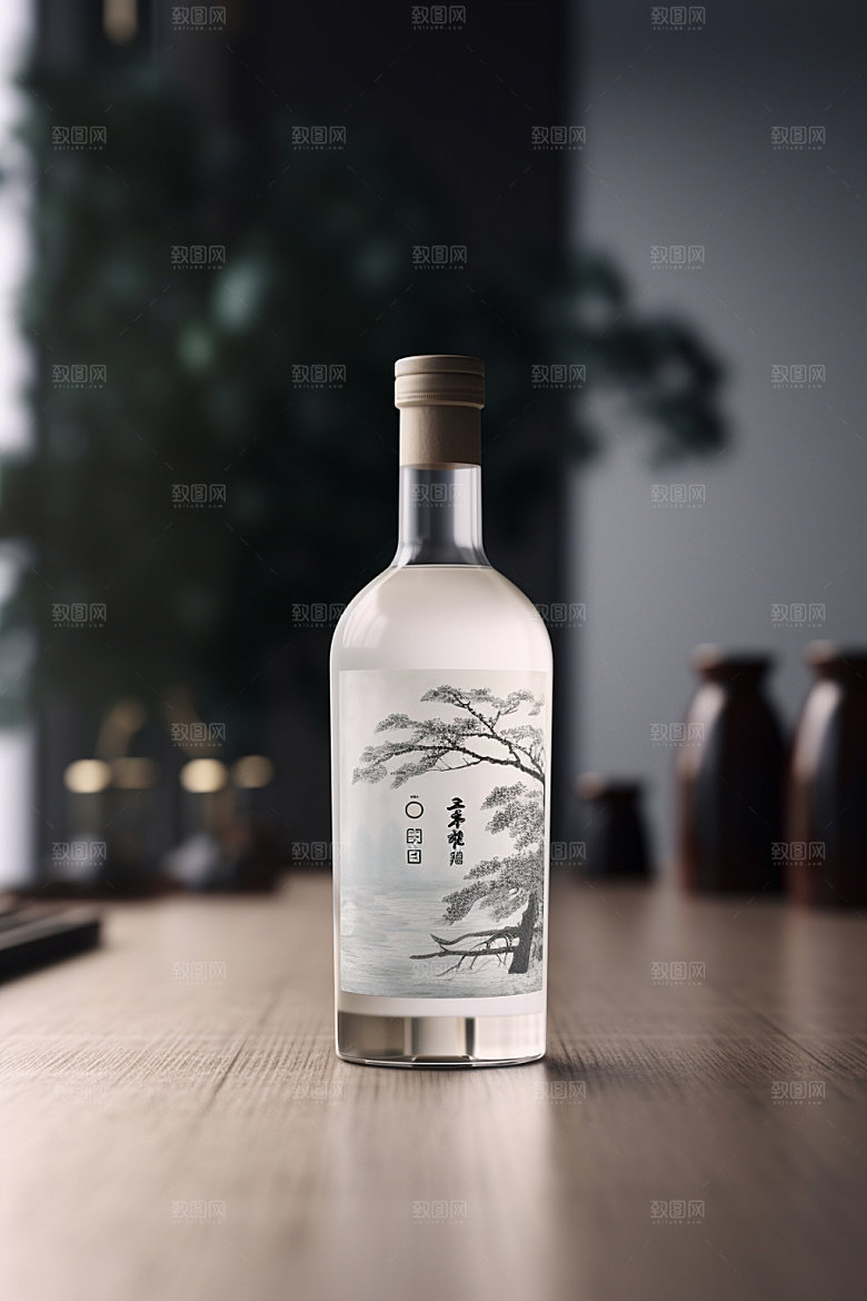 白酒酒瓶中国风包装设计模型