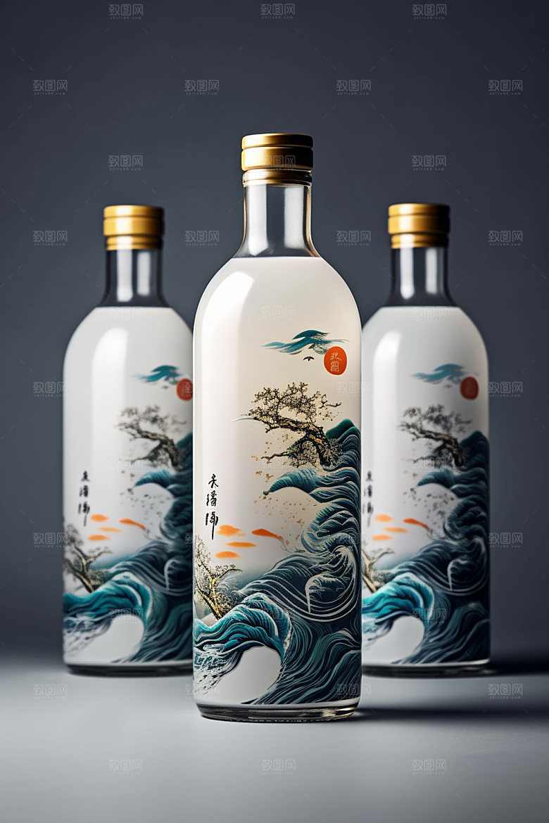 白酒酒瓶立体包装设计模型