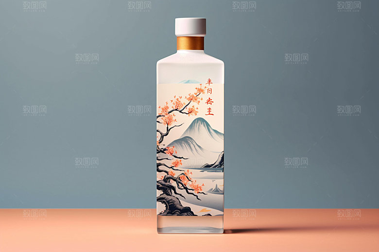 白酒酒瓶传统中国风模型