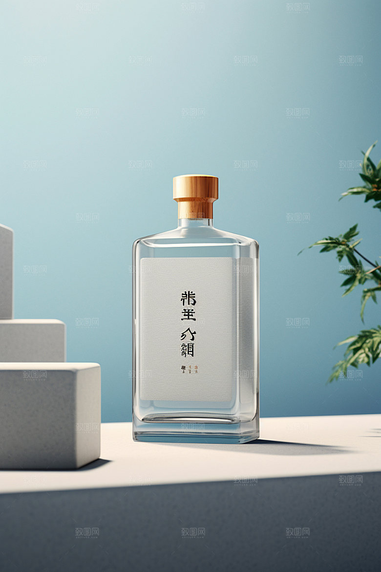 白酒酒瓶立体包装设计模型