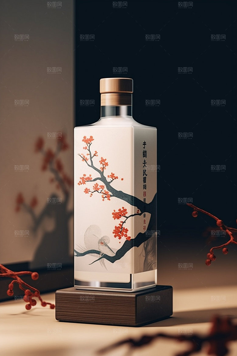 白酒酒瓶中式包装设计模型