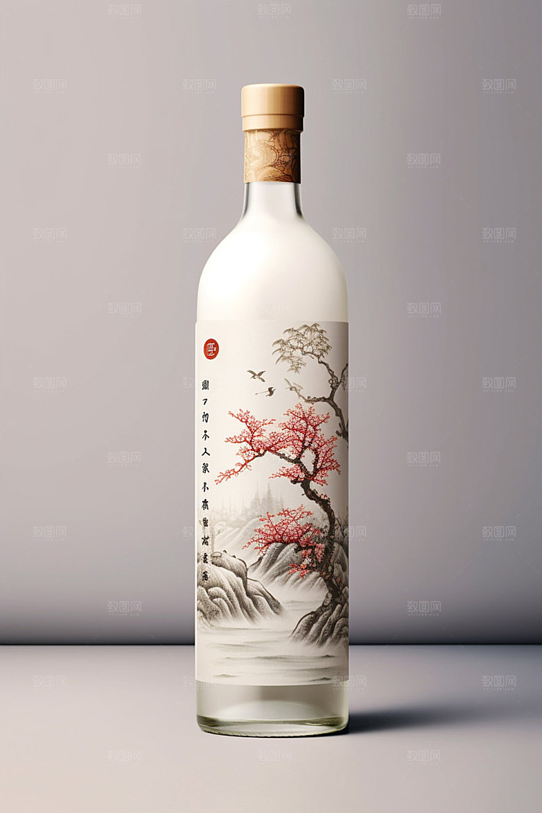 白酒酒瓶包装设计立体模型