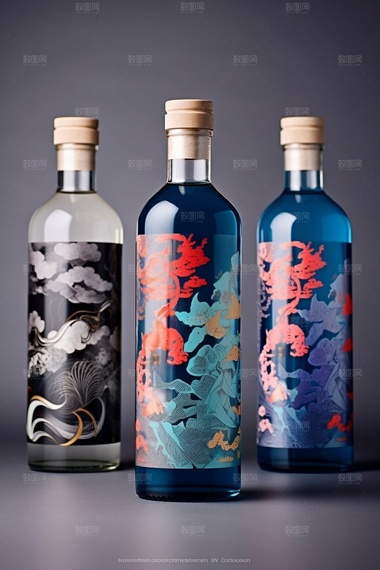 白酒酒瓶中国风立体模型
