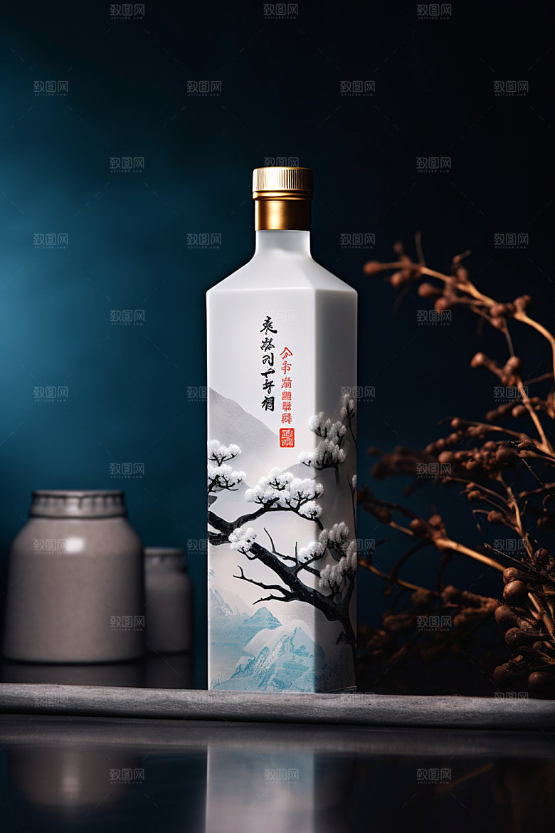 白酒酒瓶包装设计中式模型