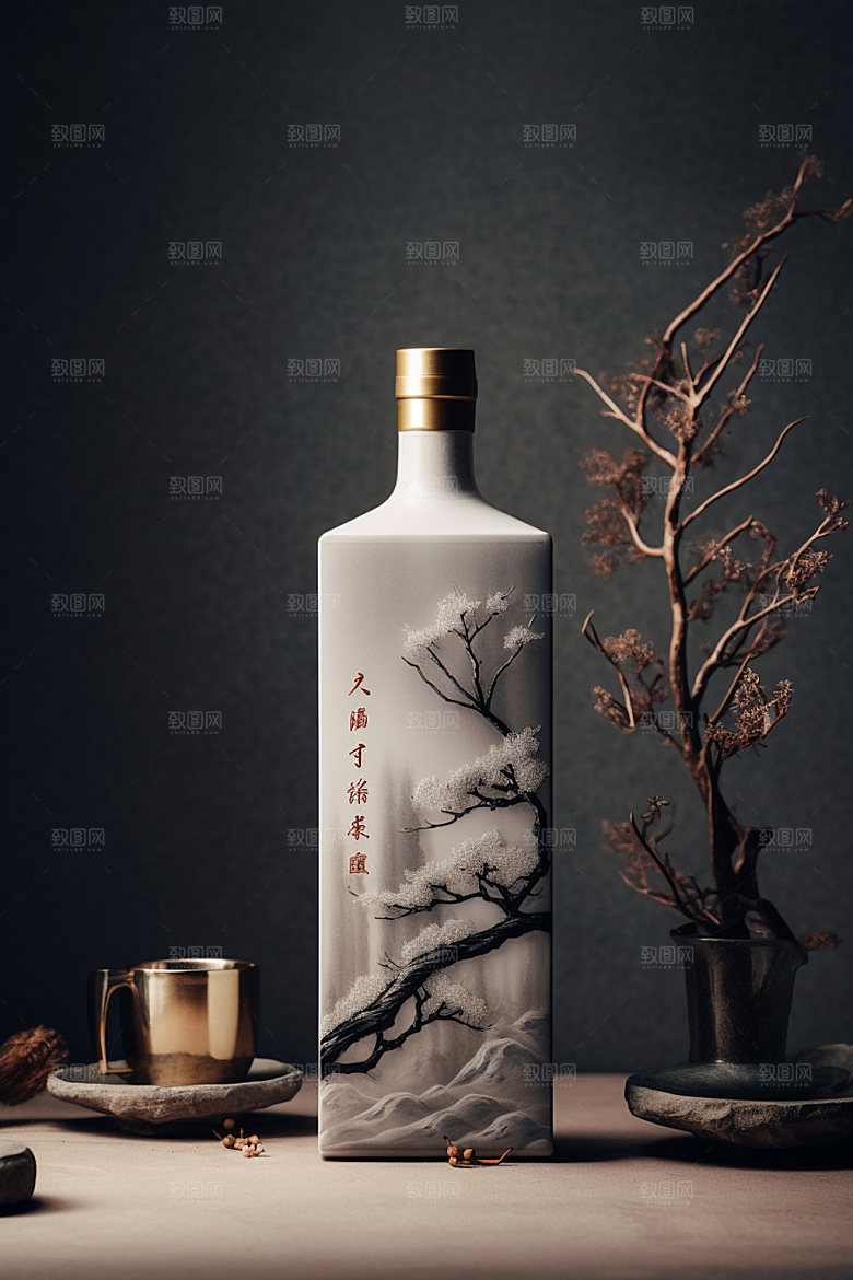 白酒酒瓶包装设计中式模型