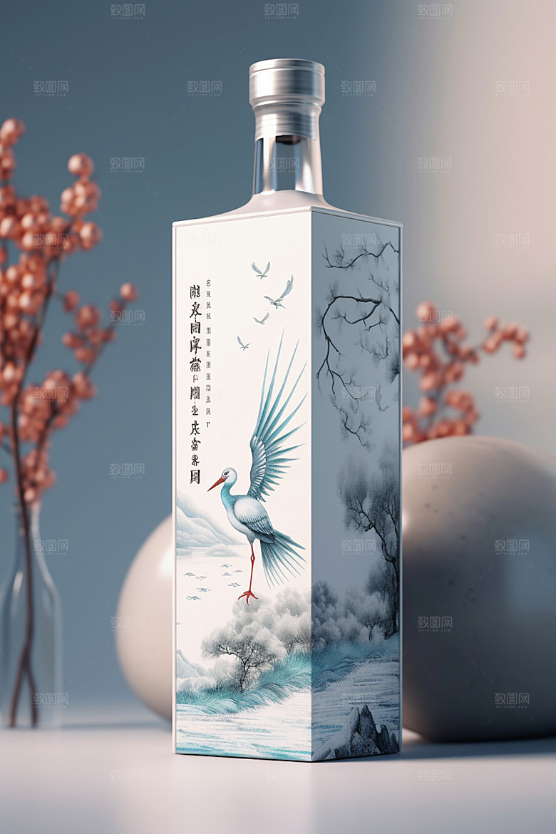 白酒酒瓶3D中国风模型