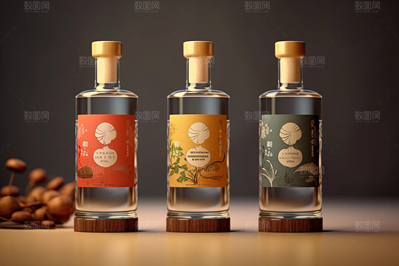 白酒酒瓶酒类包装设计模型