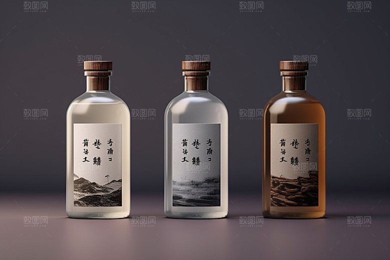 白酒酒瓶包装设计传统模型