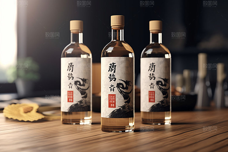 白酒酒瓶立体包装设计模型