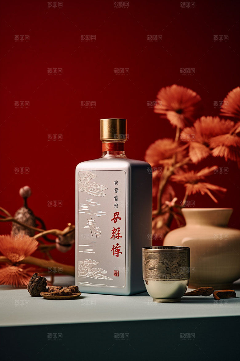 白酒酒瓶中式立体模型