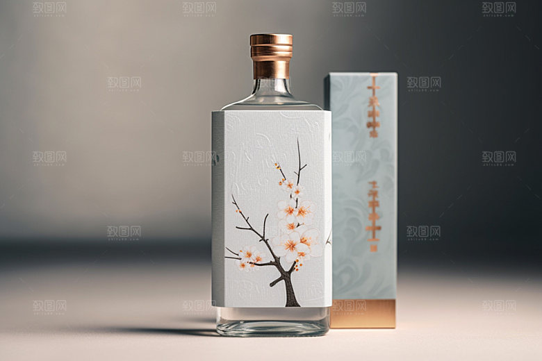 白酒酒瓶3D中式模型