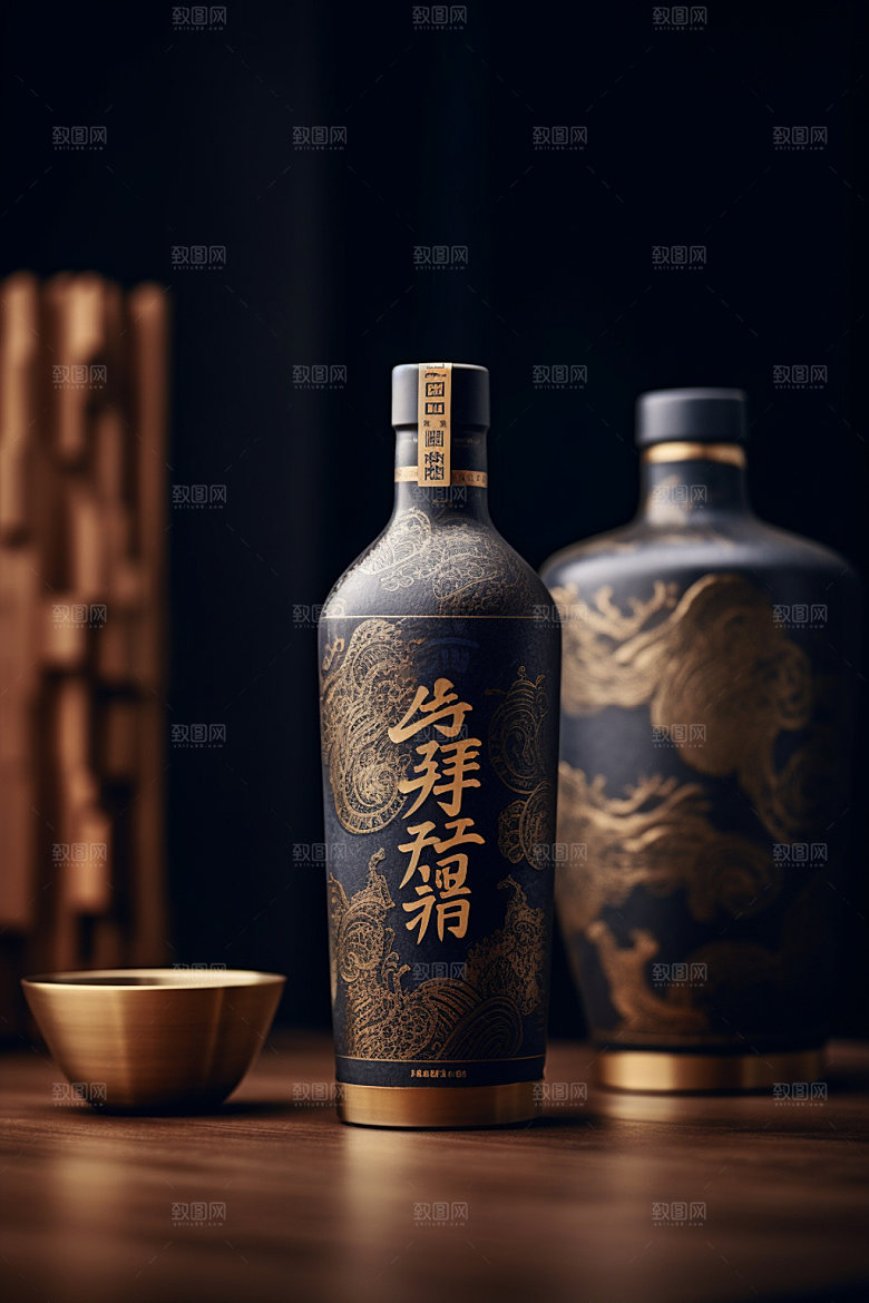 白酒酒瓶传统中式模型