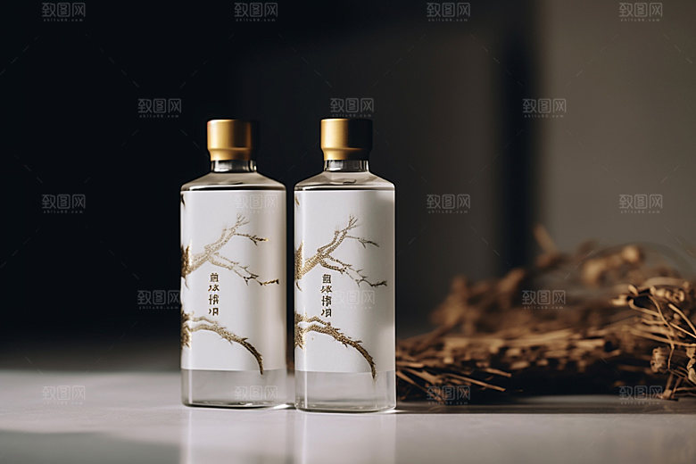 白酒酒瓶酒类中国风模型