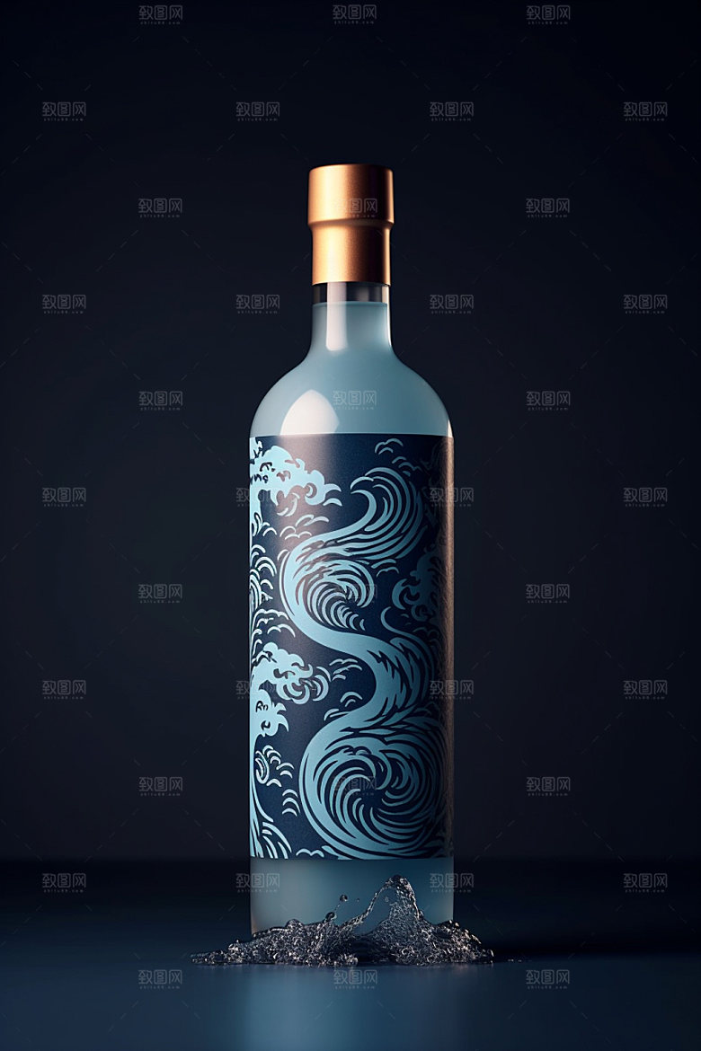 白酒酒瓶中国风传统模型