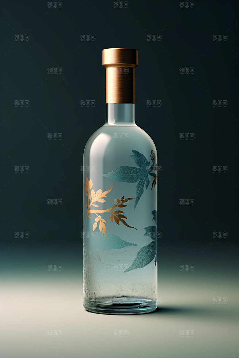 白酒酒瓶立体中式模型