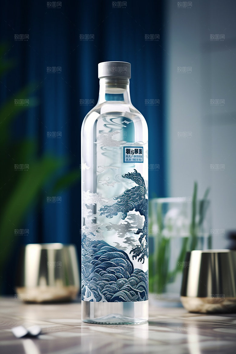 白酒酒瓶中国风包装设计模型