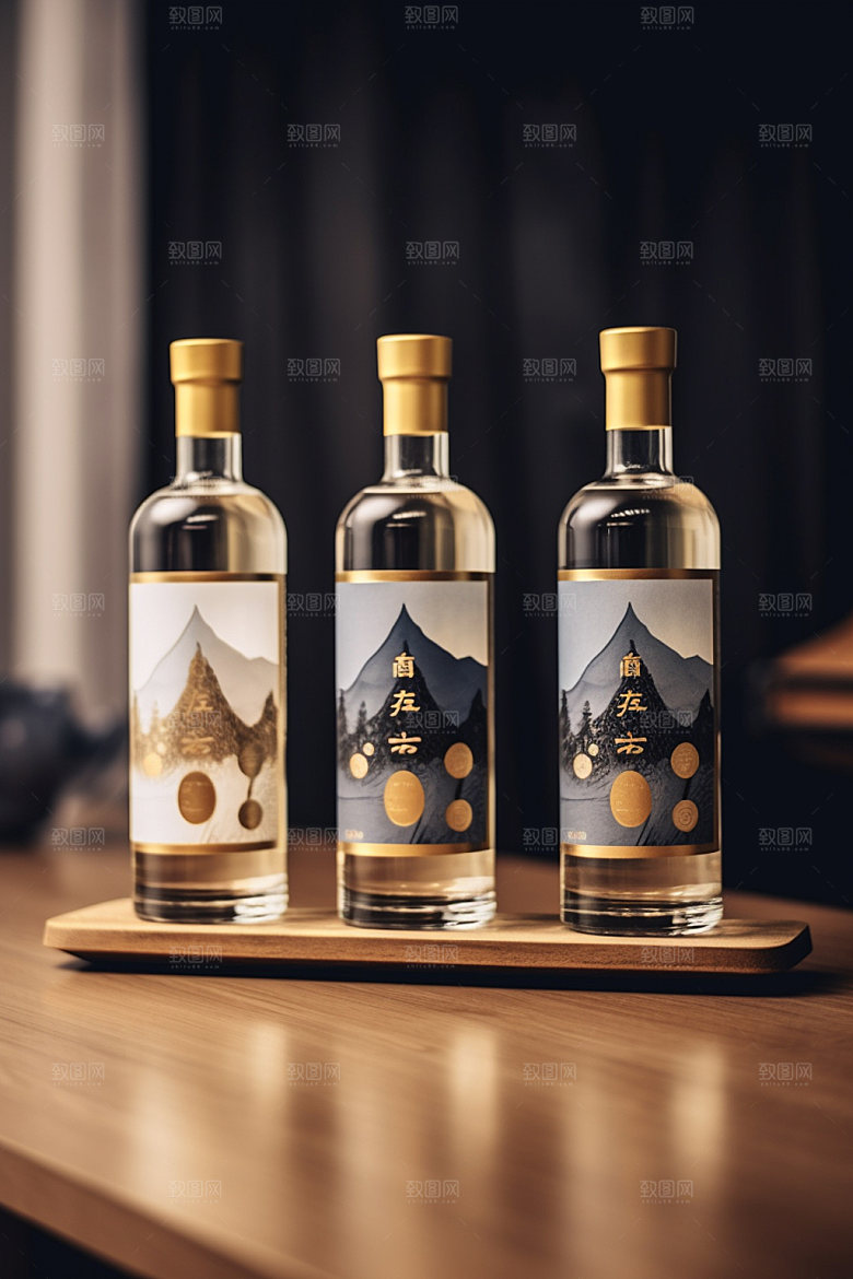 白酒酒瓶中国风包装设计模型