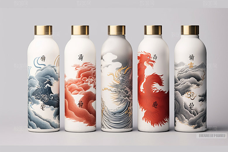 白酒酒瓶立体中国风模型