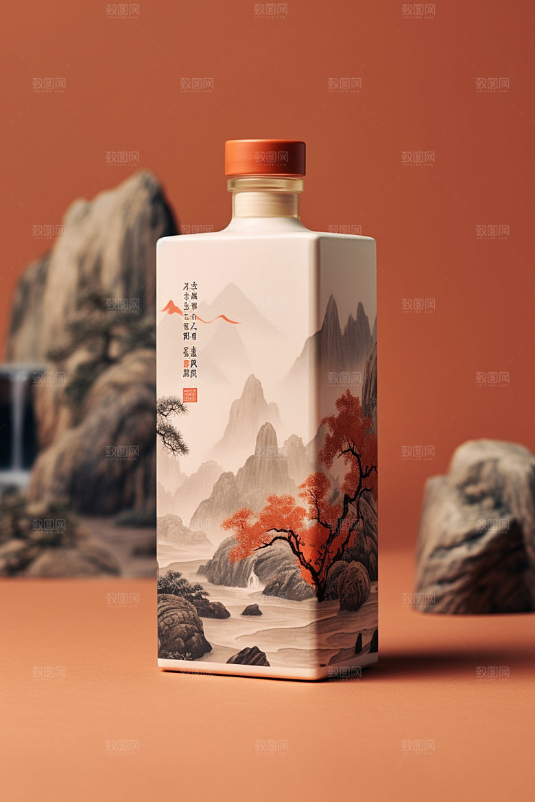 白酒酒瓶酒类包装设计模型