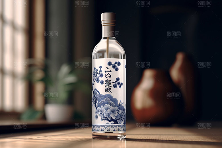 白酒酒瓶中式包装设计模型