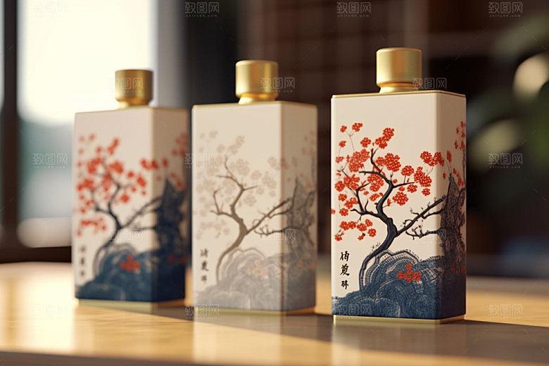 白酒酒瓶包装设计中式模型