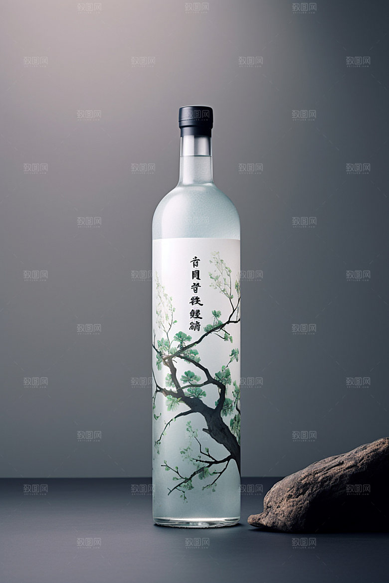 白酒酒瓶立体传统模型
