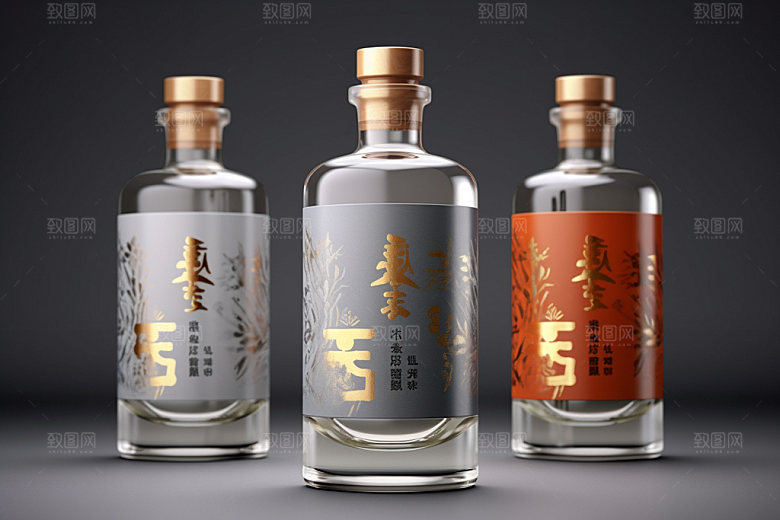 白酒酒瓶中式包装设计模型