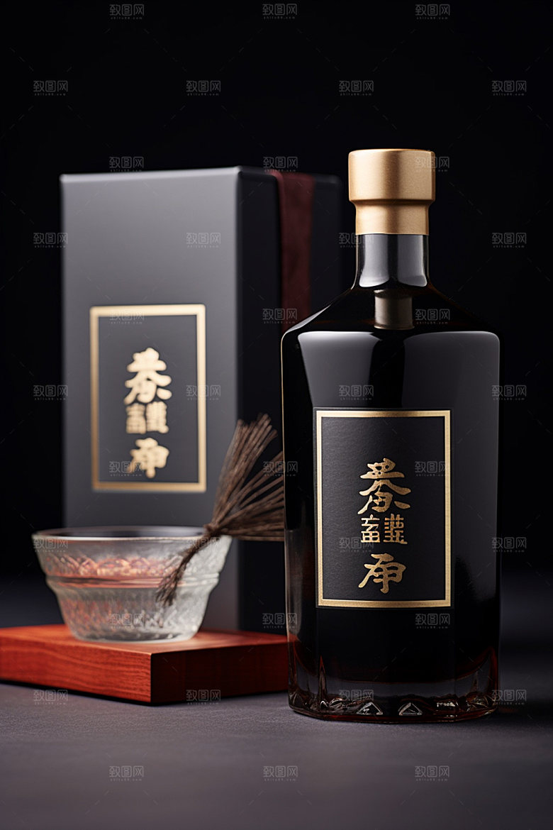 白酒酒瓶中式传统模型