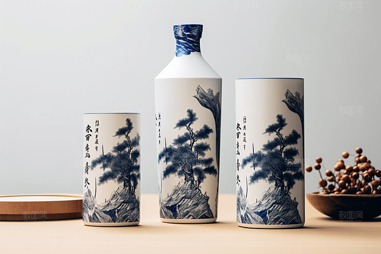 白酒酒瓶中国风包装设计模型