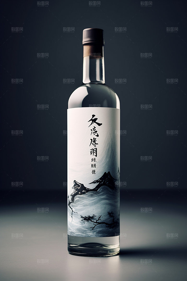 白酒酒瓶立体中国风模型