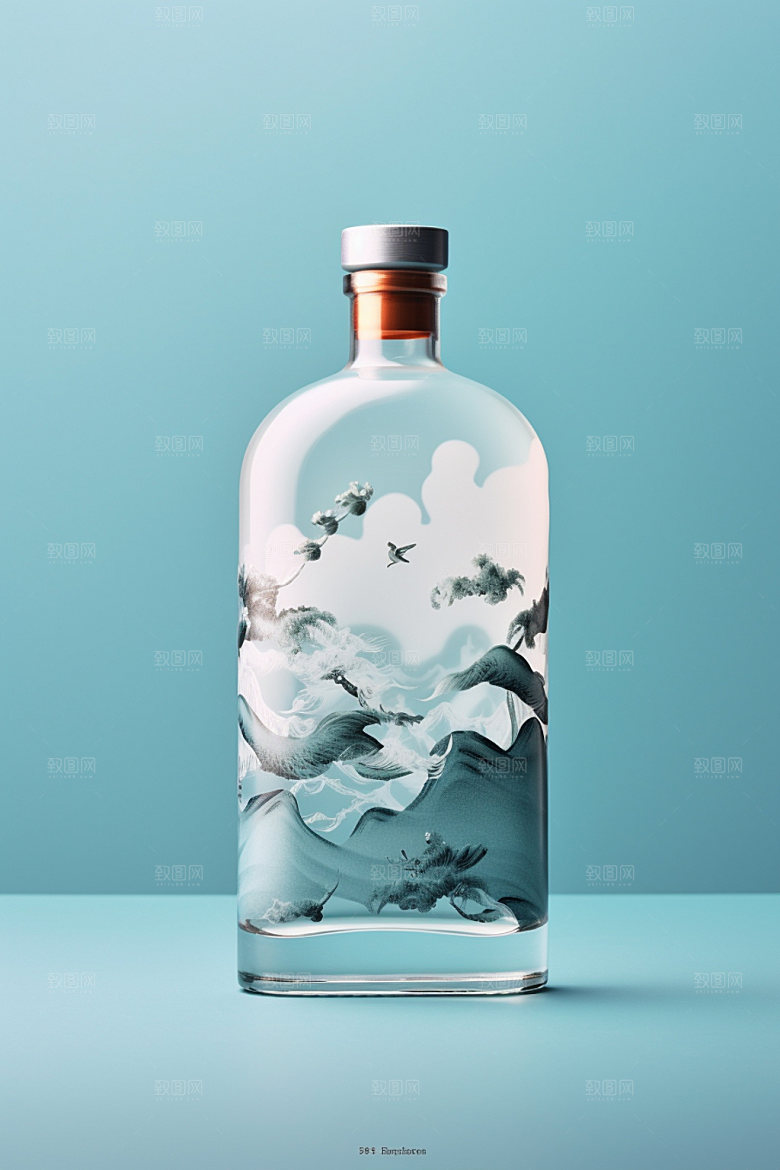 白酒酒瓶传统立体模型