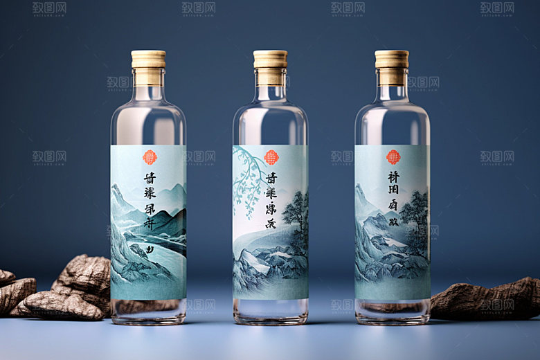 白酒酒瓶中国风传统模型