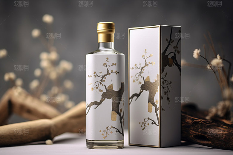 白酒酒瓶包装设计中式模型